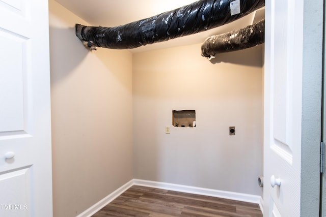 7324 White Pine Cir, Bristol, VA 24202 - laundry area featuring washer hookup, dark wood-style flooring, baseboards, and hookup for an electric dryer