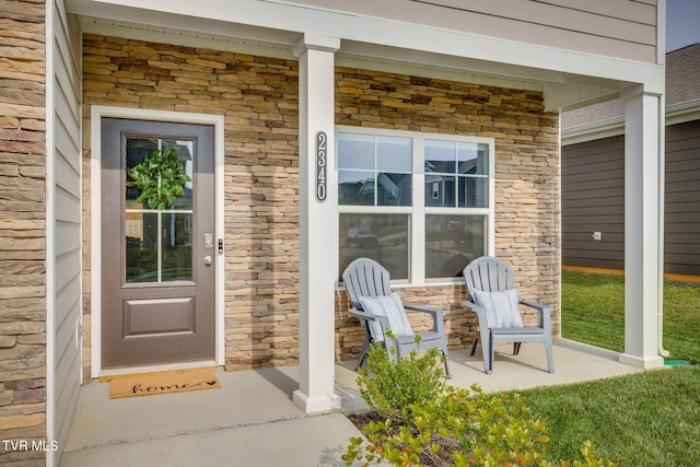 2340 Hamshire St, Johnson City, TN 37601 - entrance to property with stone siding and a porch