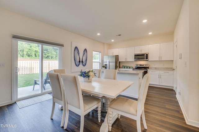 2340 Hamshire St, Johnson City, TN 37601 - dining area featuring recessed lighting, dark wood-type flooring, and baseboards