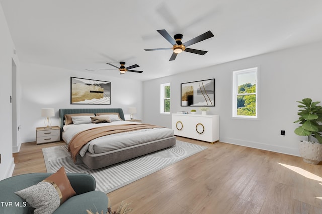 120 Brookfield Dr, Kingsport, TN 37663 - bedroom featuring light wood-style floors, baseboards, and ceiling fan