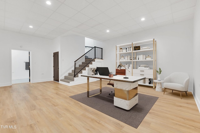 120 Brookfield Dr, Kingsport, TN 37663 - office space with light wood-style flooring, a paneled ceiling, and baseboards