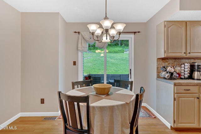 588 Spring Valley Rd, Bristol, VA 24201 - dining room featuring a chandelier, light wood-type flooring, and baseboards