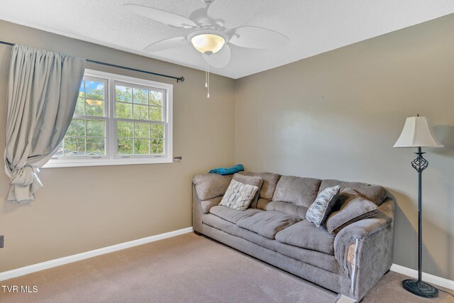 588 Spring Valley Rd, Bristol, VA 24201 - living area featuring baseboards, carpet, and ceiling fan