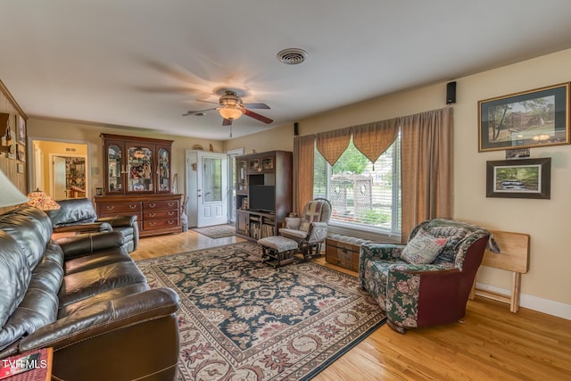 629 Buffalo Rd, Blountville, TN 37617 - living room with a ceiling fan, wood finished floors, and baseboards