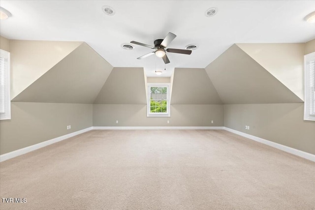 15127 Stonewall Rdg, Bristol, VA 24202 - bonus room with baseboards, ceiling fan, light colored carpet, and lofted ceiling