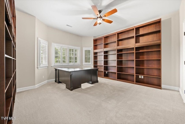 15127 Stonewall Rdg, Bristol, VA 24202 - unfurnished office featuring light carpet, baseboards, ceiling fan, and built in features