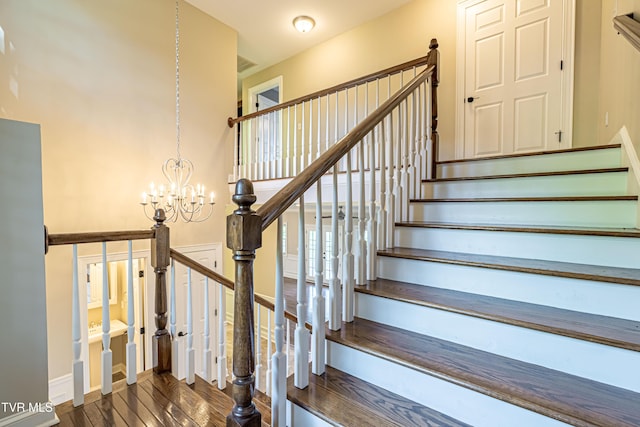 15127 Stonewall Rdg, Bristol, VA 24202 - staircase featuring wood finished floors and a chandelier