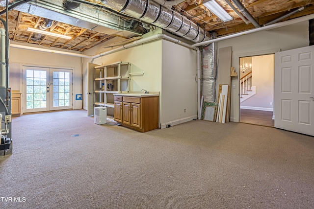 15127 Stonewall Rdg, Bristol, VA 24202 - basement with carpet flooring, stairway, and french doors