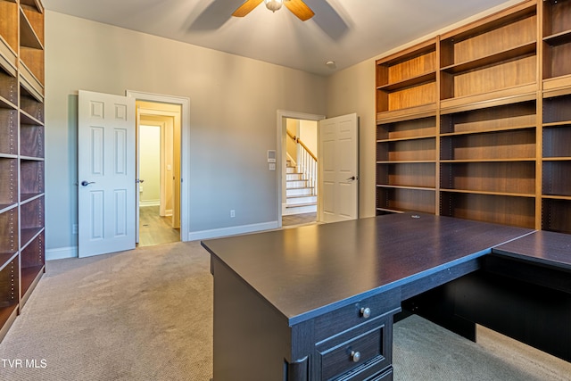 15127 Stonewall Rdg, Bristol, VA 24202 - unfurnished office with a ceiling fan, carpet flooring, and built in study area