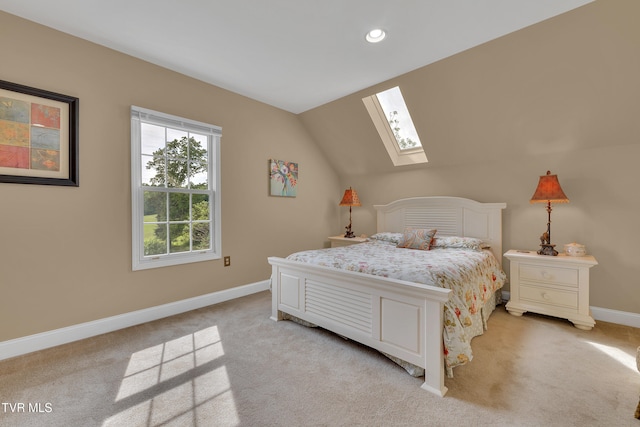 1905 Martin Rd, Limestone, TN 37681 - bedroom featuring a skylight, light colored carpet, baseboards, recessed lighting, and lofted ceiling