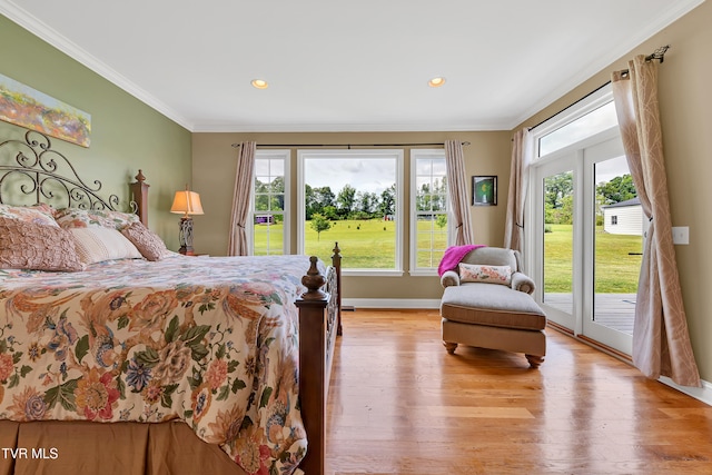 1905 Martin Rd, Limestone, TN 37681 - bedroom with access to exterior, light wood-type flooring, multiple windows, ornamental molding, and baseboards