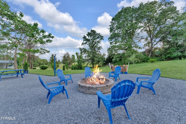 1905 Martin Rd, Limestone, TN 37681 - view of community featuring a fire pit, a yard, and view of wooded area