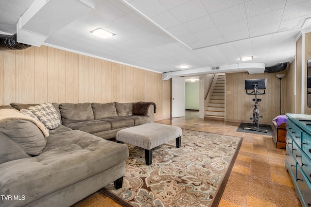 134 Parkland Dr, Bristol, VA 24201 - living area featuring wooden walls and stairway