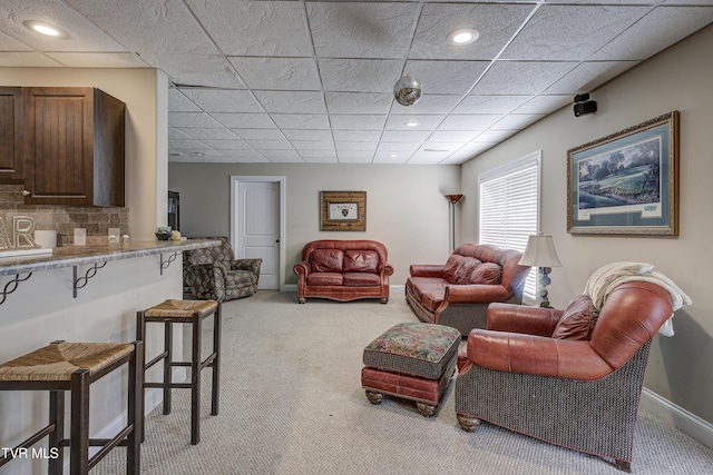 2909 Greenline Rd, Johnson City, TN 37604 - carpeted living area featuring a drop ceiling, baseboards, and recessed lighting