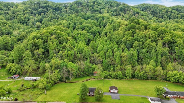 aerial view of a heavily wooded area