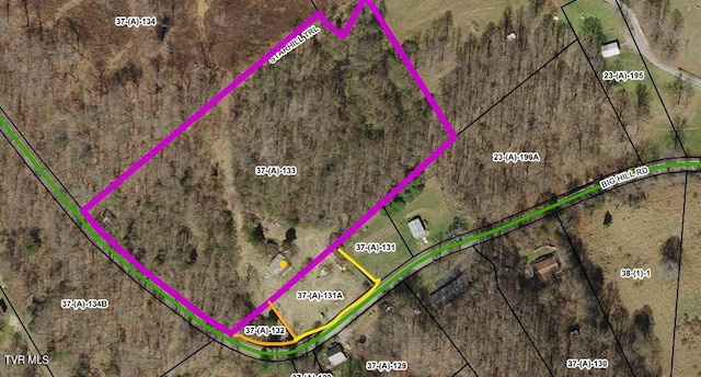 4314 Big Hill Rd, Pennington Gap, VA 24277 - aerial overview of property's location with property parcel outlined