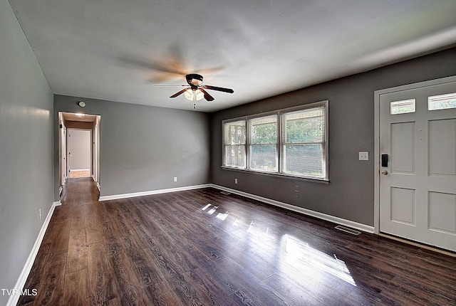 416 Ridgefields Rd, Kingsport, TN 37660 - foyer featuring ceiling fan, dark wood finished floors, and baseboards