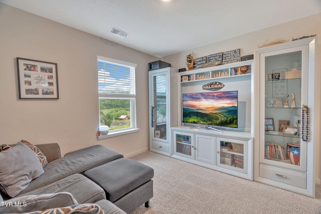 view of carpeted living area