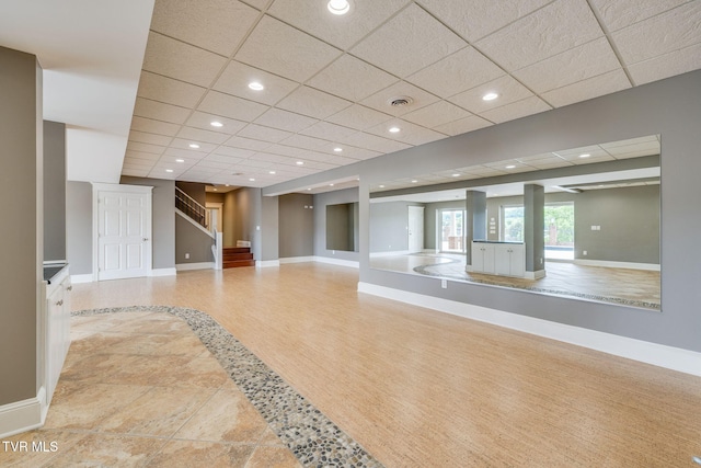 20484 Lake Rd, Abingdon, VA 24211 - workout area featuring baseboards, a paneled ceiling, and recessed lighting