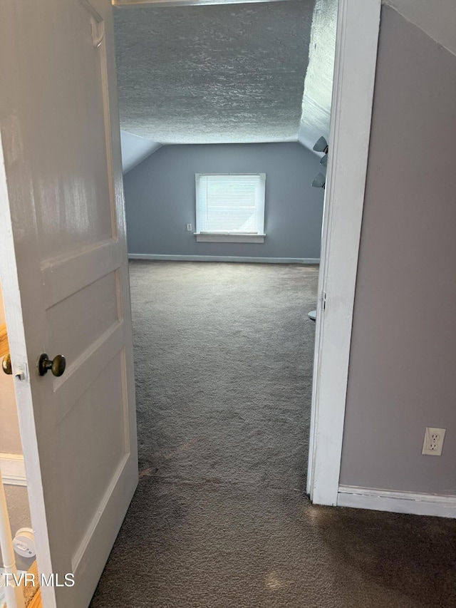 379 SW Oakland St, Abingdon, VA 24210 - bonus room with carpet floors, lofted ceiling, a textured ceiling, and baseboards