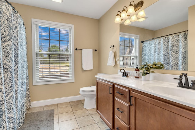 134 Chancery Ct, Piney Flats, TN 37686 - bathroom featuring tile patterned flooring, double vanity, toilet, and baseboards