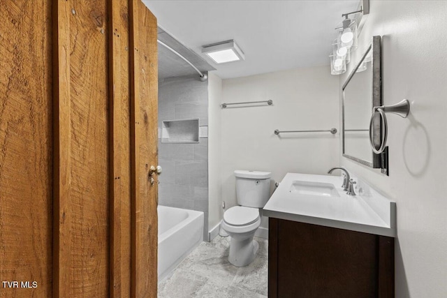 2318 Westwood St, Johnson City, TN 37604 - full bath featuring toilet, vanity,  shower combination, and baseboards