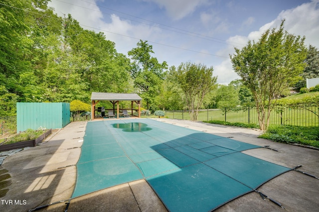 212 Old Castle Rd, Kingsport, TN 37660 - view of pool with a gazebo, a patio, fence, and view of scattered trees