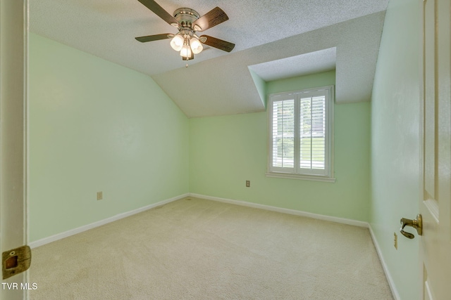 212 Old Castle Rd, Kingsport, TN 37660 - bonus room with carpet floors, a textured ceiling, ceiling fan, lofted ceiling, and baseboards