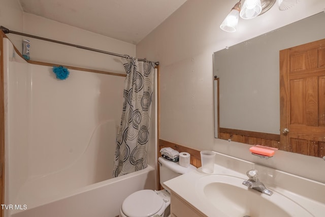240 Old Railroad Grade Rd, Roan Mountain, TN 37687 - bathroom with toilet, shower / bath combination with curtain, and vanity