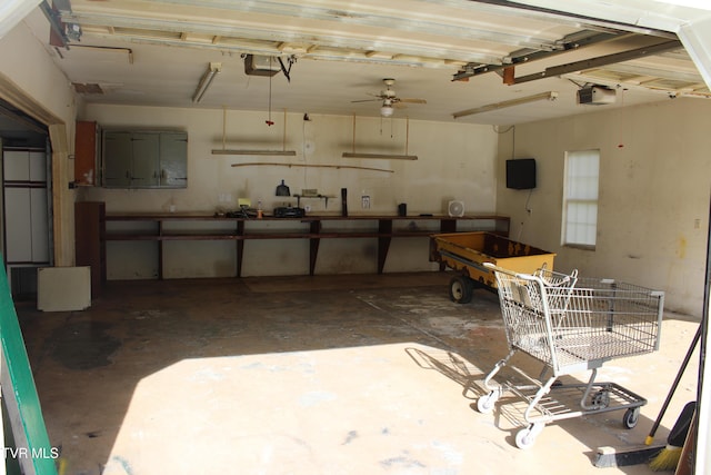 380 Oak Grove Rd, Johnson City, TN 37615 - garage with a garage door opener and a ceiling fan