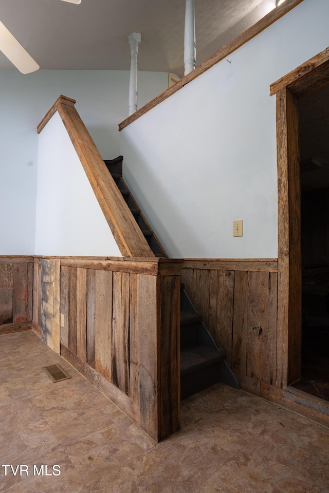 380 Oak Grove Rd, Johnson City, TN 37615 - stairway with wainscoting and wood walls