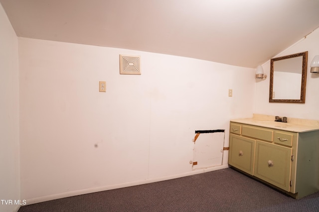 380 Oak Grove Rd, Johnson City, TN 37615 - bathroom featuring vaulted ceiling, vanity, and baseboards