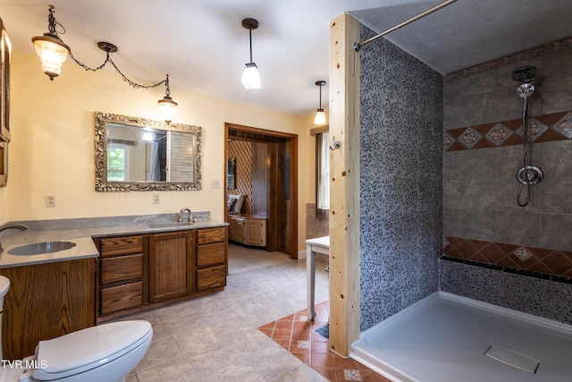 2480 Elk Way, Newport, TN 37821 - full bath with a tile shower, double vanity, toilet, and tile patterned flooring
