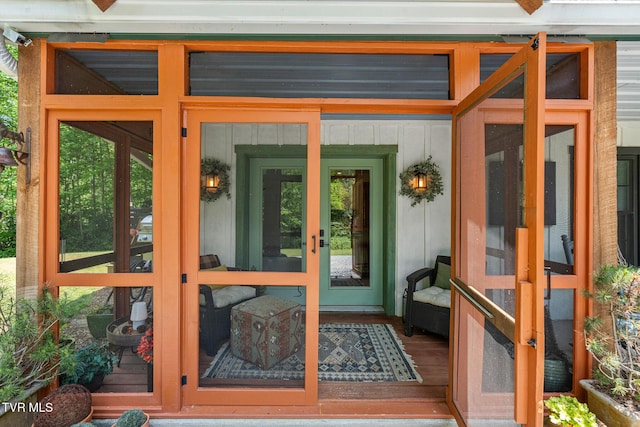 doorway to property with french doors