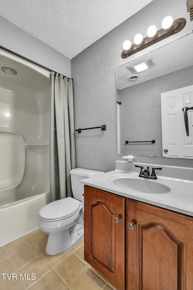 20111 Galen Dr, Abingdon, VA 24211 - full bath featuring a textured wall, a textured ceiling, tile patterned floors, toilet, and vanity