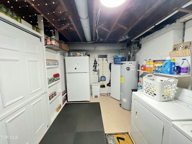457 Devault St, Church Hill, TN 37642 - unfinished basement with freestanding refrigerator, water heater, and separate washer and dryer