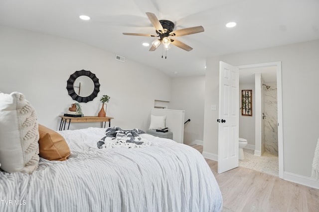 1225 Bristol View Dr, Bristol, VA 24201 - bedroom with wood finished floors, recessed lighting, a ceiling fan, ensuite bath, and baseboards