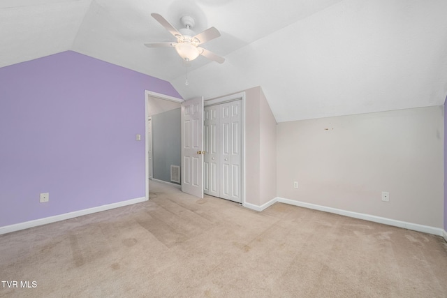 522 Crook St, Hampton, TN 37658 - bonus room featuring a ceiling fan, lofted ceiling, carpet floors, and baseboards
