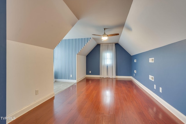 1001 Willows Trace Dr, Johnson City, TN 37601 - additional living space featuring a ceiling fan, wood finished floors, vaulted ceiling, and baseboards