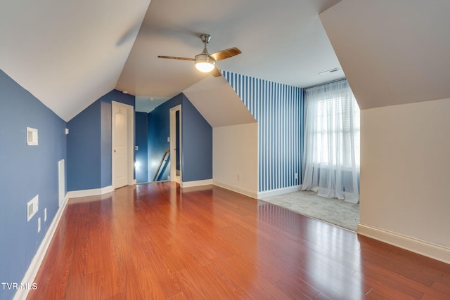 1001 Willows Trace Dr, Johnson City, TN 37601 - additional living space with ceiling fan, wood finished floors, baseboards, and vaulted ceiling