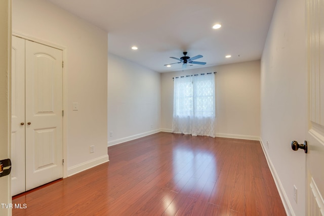1001 Willows Trace Dr, Johnson City, TN 37601 - empty room featuring ceiling fan, wood finished floors, baseboards, and recessed lighting