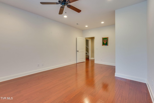 1001 Willows Trace Dr, Johnson City, TN 37601 - spare room with a ceiling fan, recessed lighting, baseboards, light wood-type flooring, and stairs