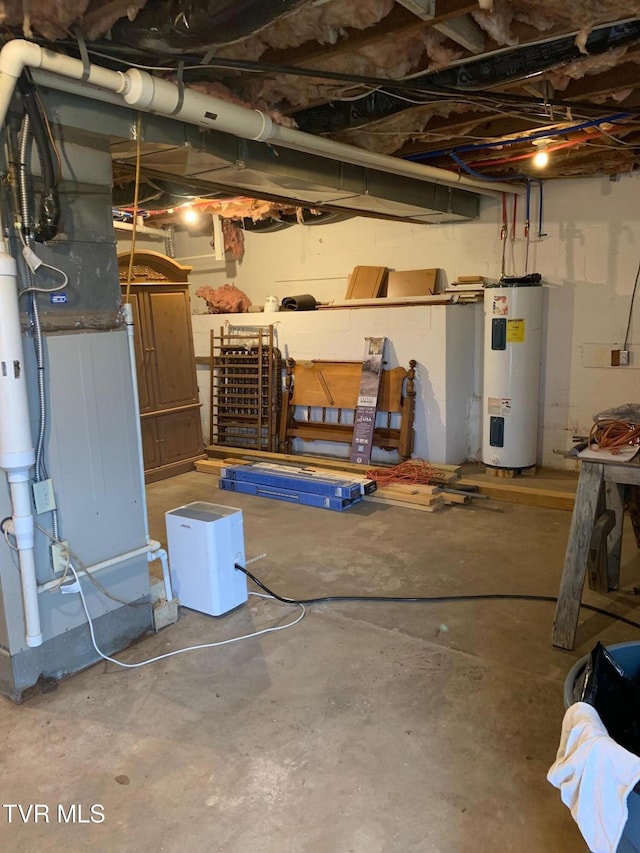 626 N Mohawk Dr, Erwin, TN 37650 - unfinished below grade area featuring water heater and heating unit