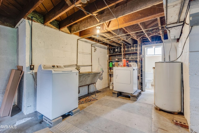 1462 Valley St, Kingsport, TN 37660 - washroom with water heater and washer and clothes dryer