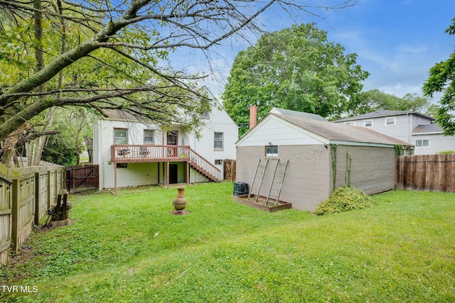 1462 Valley St, Kingsport, TN 37660 - view of yard with stairway, an outbuilding, a deck, a storage unit, and central AC