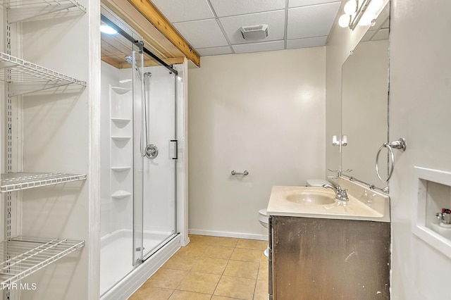 476 Sportsman Dock Rd, Piney Flats, TN 37686 - bathroom featuring a shower stall, tile patterned floors, vanity, toilet, and baseboards