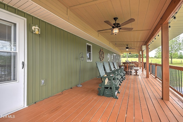 476 Sportsman Dock Rd, Piney Flats, TN 37686 - wooden deck with ceiling fan and outdoor dining space