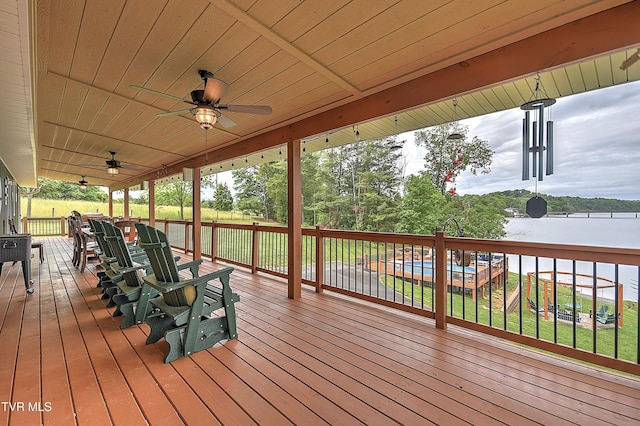 476 Sportsman Dock Rd, Piney Flats, TN 37686 - wooden terrace featuring ceiling fan