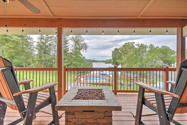 476 Sportsman Dock Rd, Piney Flats, TN 37686 - wooden terrace with an outdoor fire pit