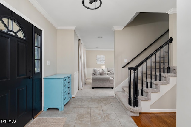 821 Regency Dr, Johnson City, TN 37604 - foyer entrance featuring stairway, ornamental molding, baseboards, and plenty of natural light